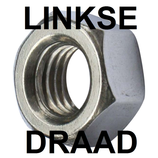 Zeskantmoer LINKSE DRAAD RVS A2