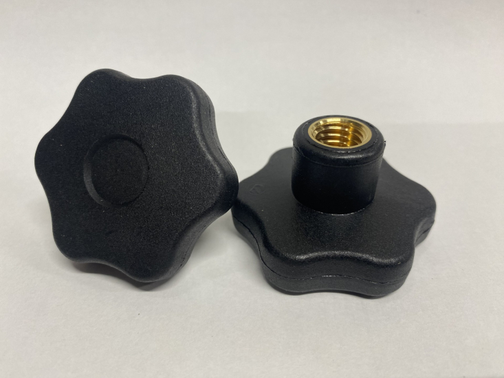 Sterknop met binnendraad, PA- zwart, messing